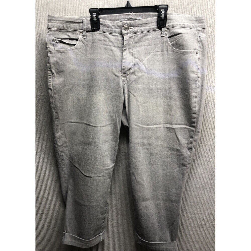 Gloria Vanderbilt Women's Pants Size 16W Gray Denim Crop Cuffed Slimming Effect